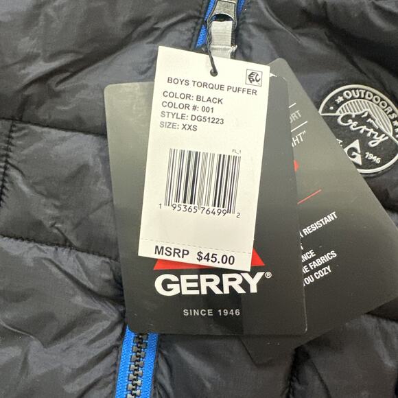Gerry Outdoors Torque Puffer Jacket Boys Size XX Small 3-4 Years Black Full Zip - Picture 5 of 12